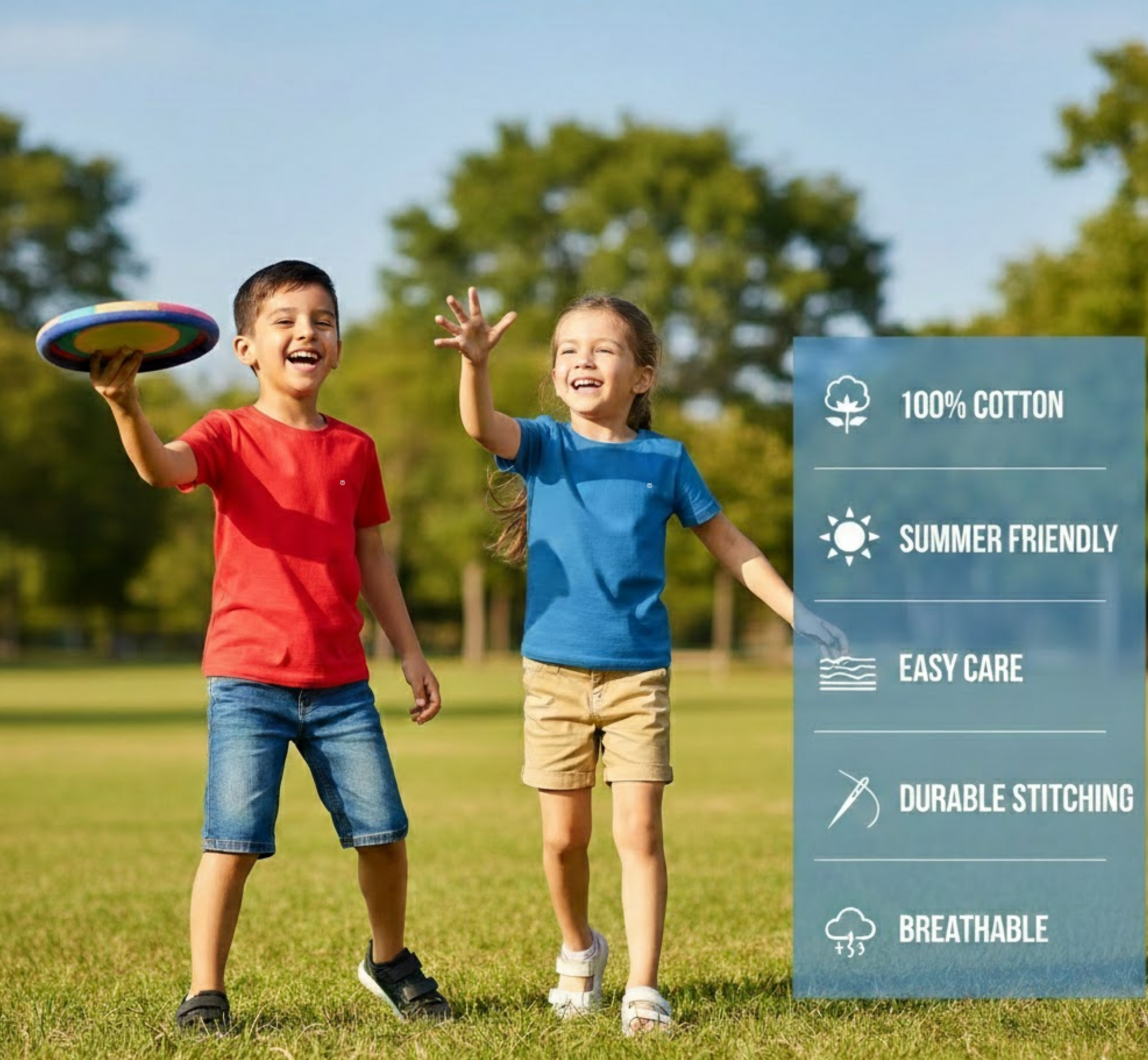 Kids Solid Round Neck Cotton T-Shirt for Boys - Image 4