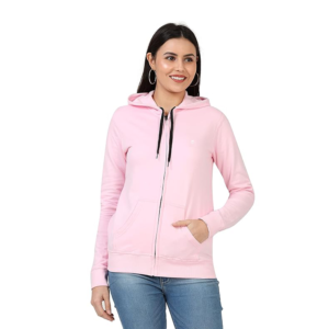 Women’s Solid  Zip-Up Hoodie Full Sleeve Hooded Sweatshirt